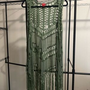 Green Crochet Fringe Cover-Up